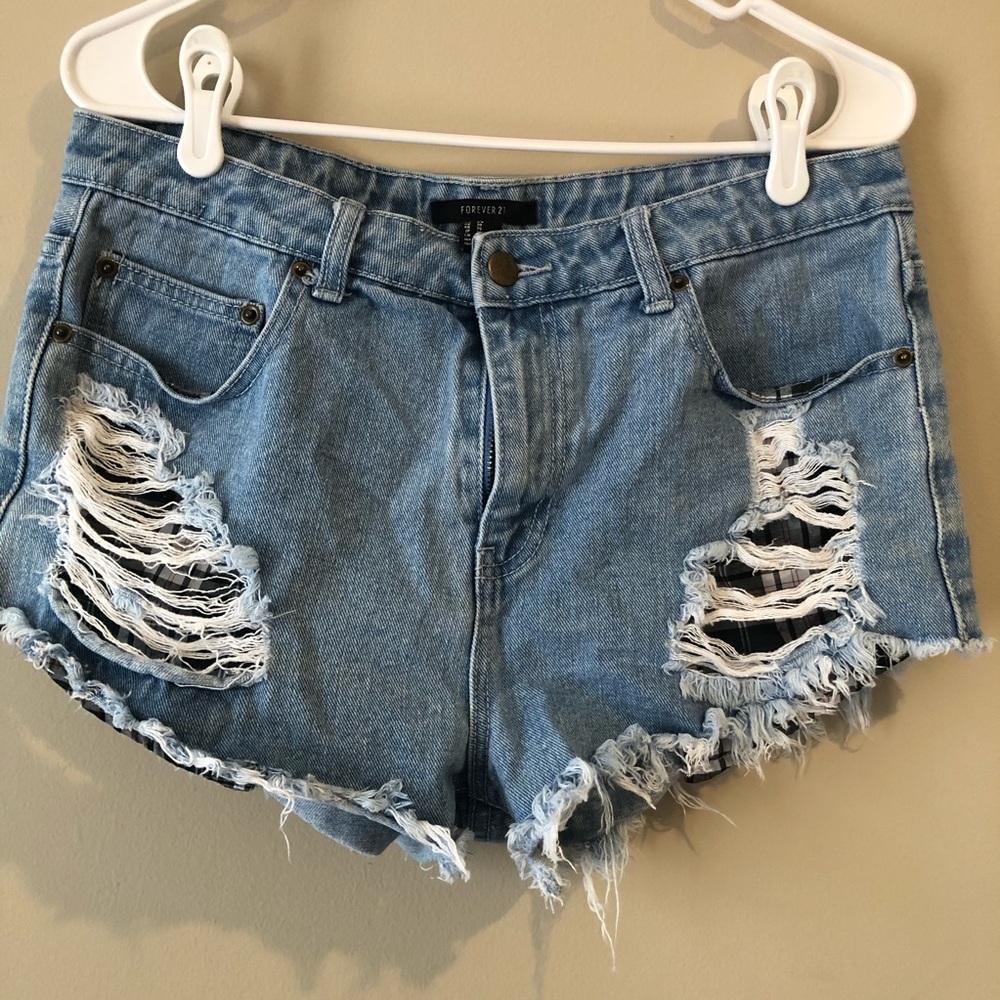 Distressed High Waisted Jean Shorts- 30